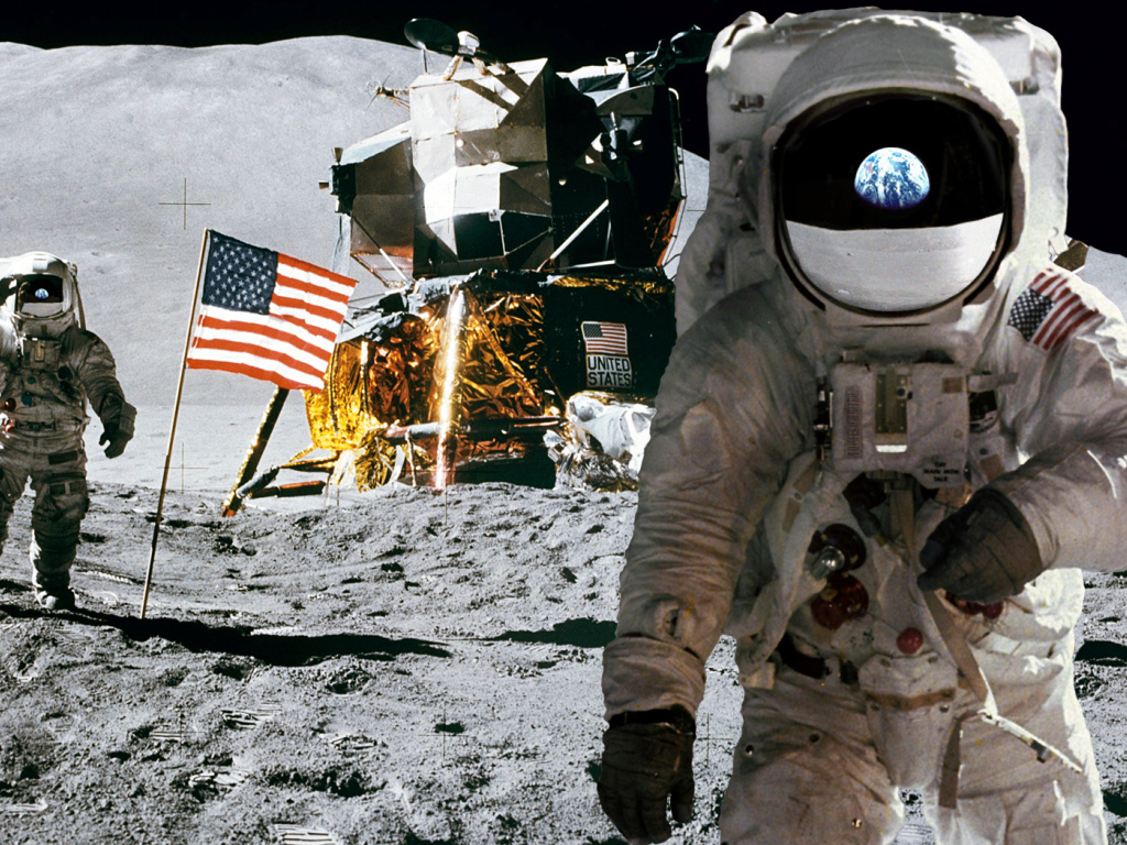 American astronauts on the moon