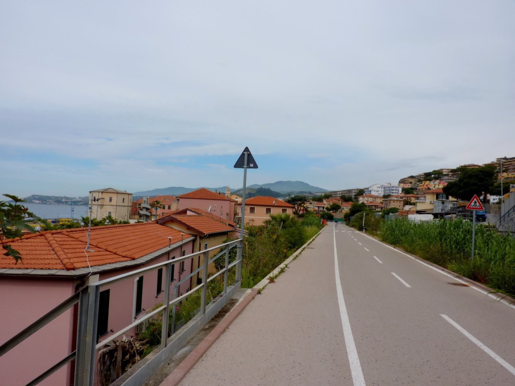 The road along the coast in Santo Stefano al Mare, Italy