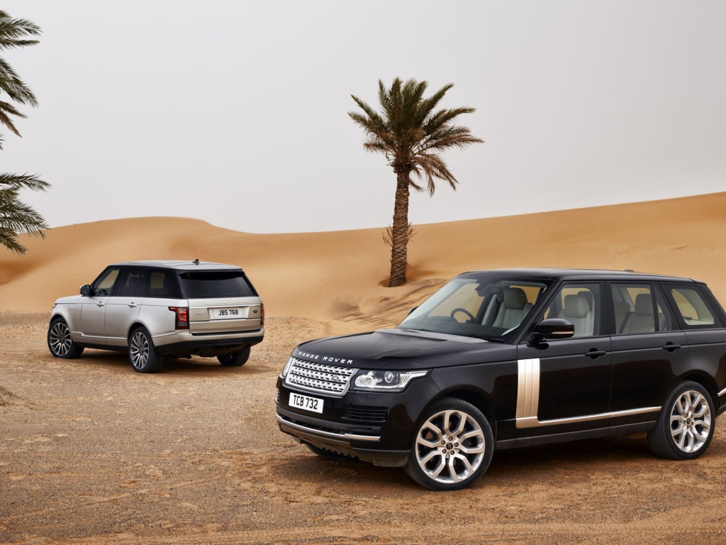 Черный Range Rover в пустыне