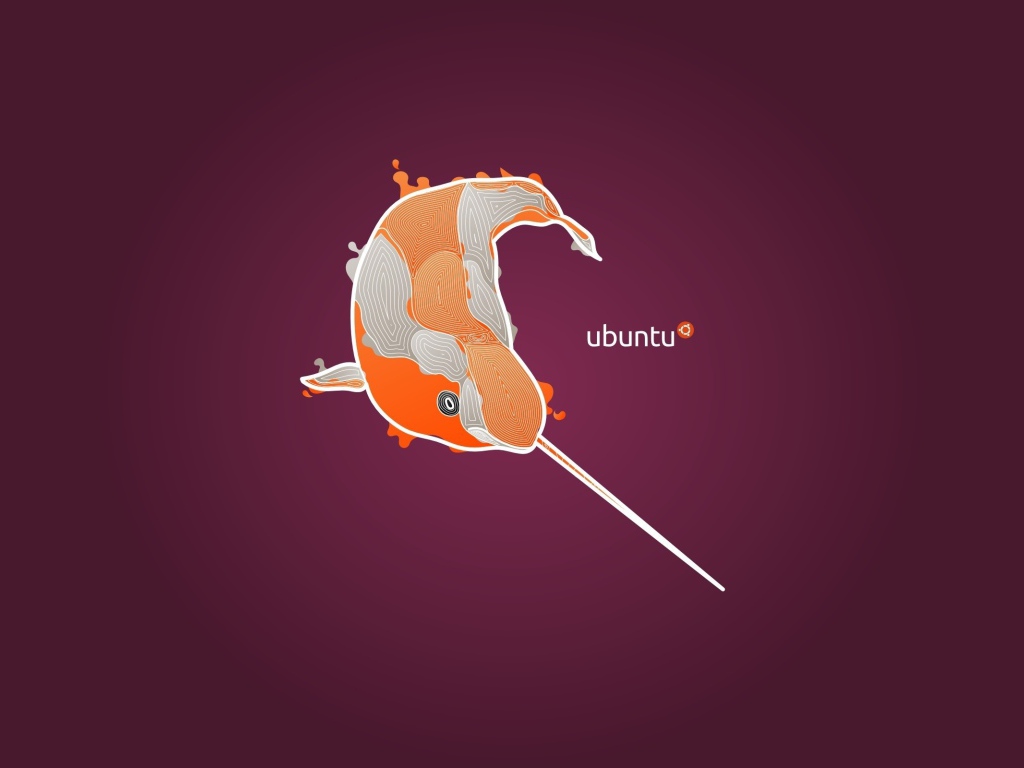 Оранжевый нарвал, фон Ubuntu