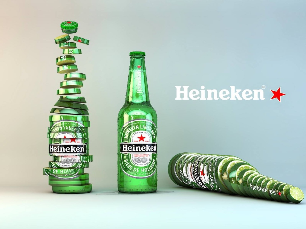 Нарезанная бутылка пива Heineken
