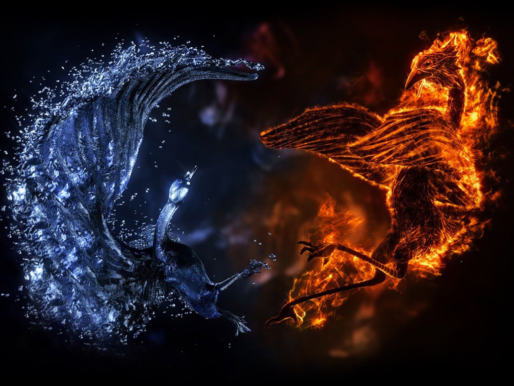 Сражение огненного и водного драконов