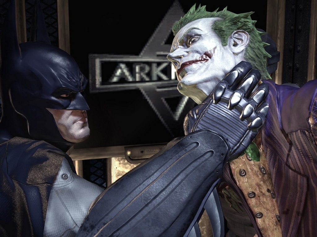 Бэтман держит Джокера за горло в игре Batman Arkham Asylum
