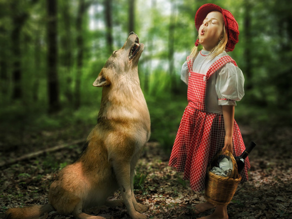 Девочка Красная шапочка и волк