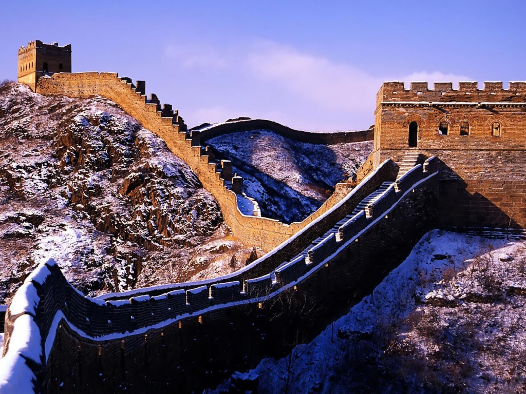 Покрытая снегом Китайская стена