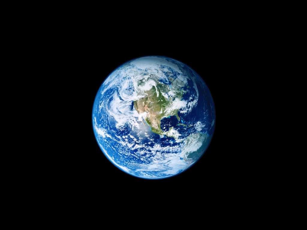 Голубая планета Земля на черном фоне