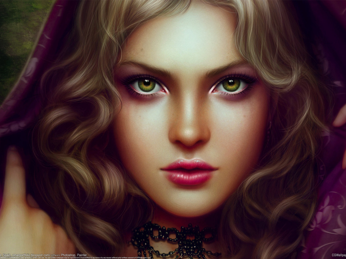 Previous, Drawn wallpapers - Painted girls - The girl in a hood wallpaper