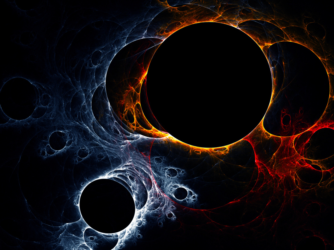 Black circles with fire