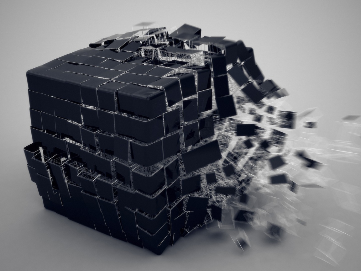 Черный куб распадается на части