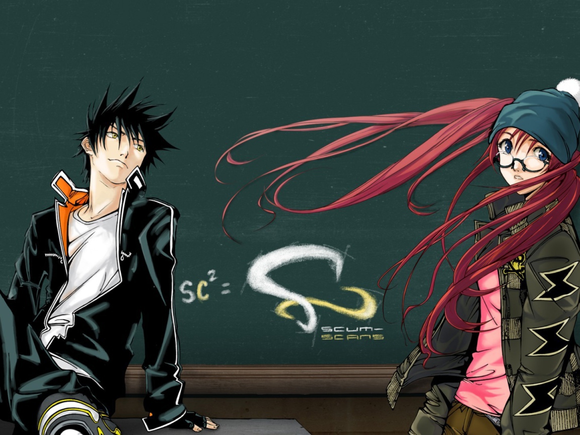 A guy and a girl from the anime Air Gear