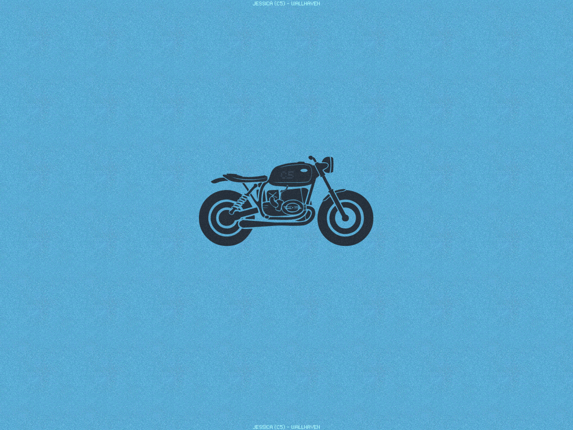 Черный силуэт мотоцикла, голубой фон