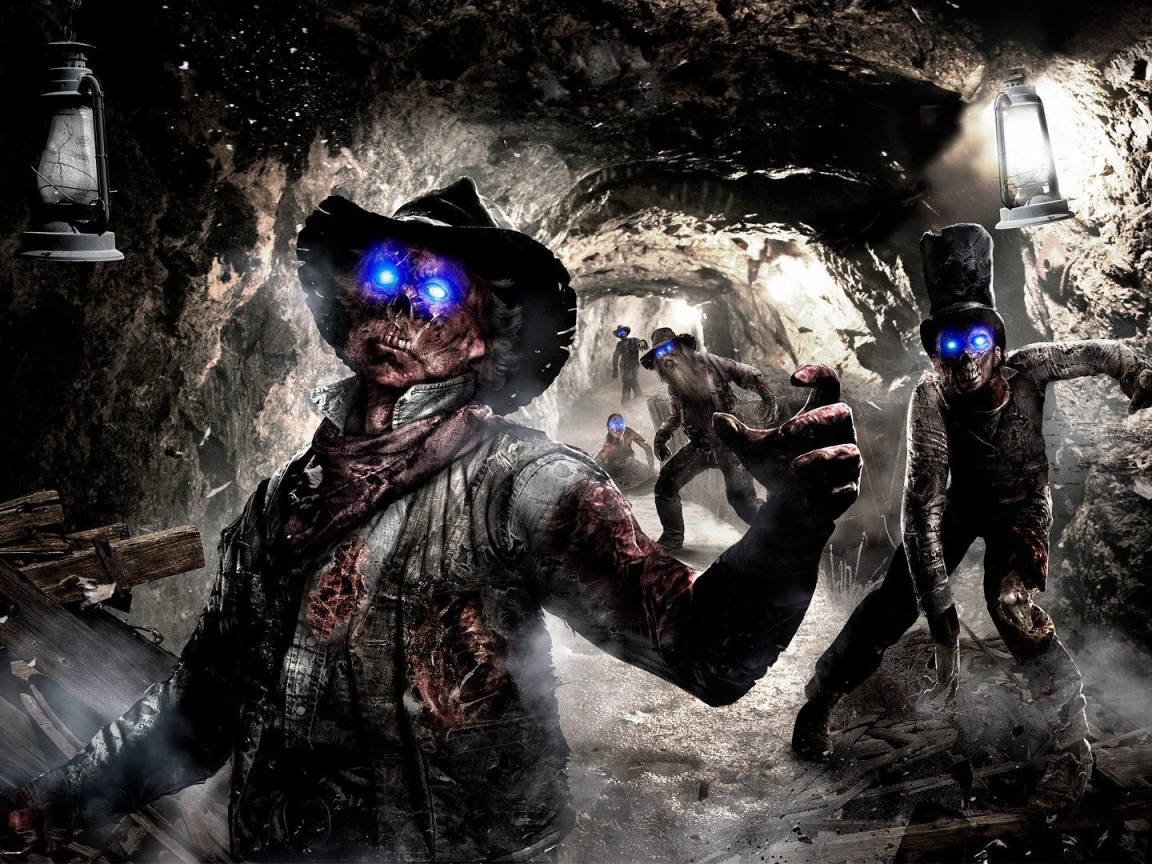 Zombies with glowing blue eyes
