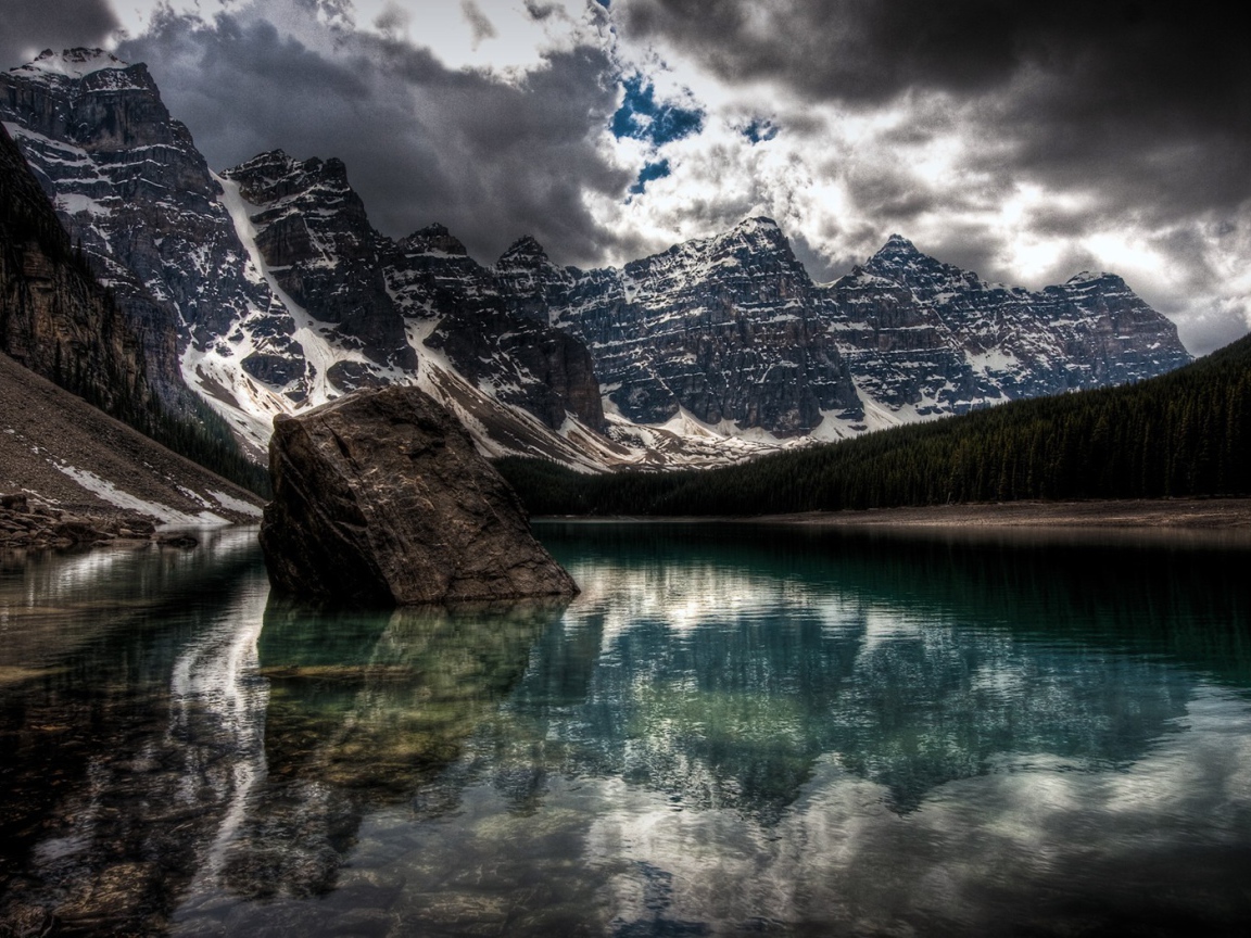 Озеро в горах, фото HDR