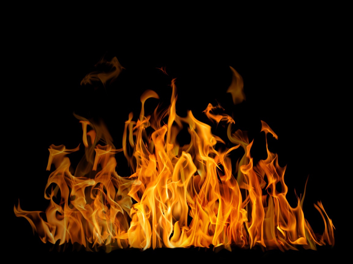 Beautiful yellow fire on a black background