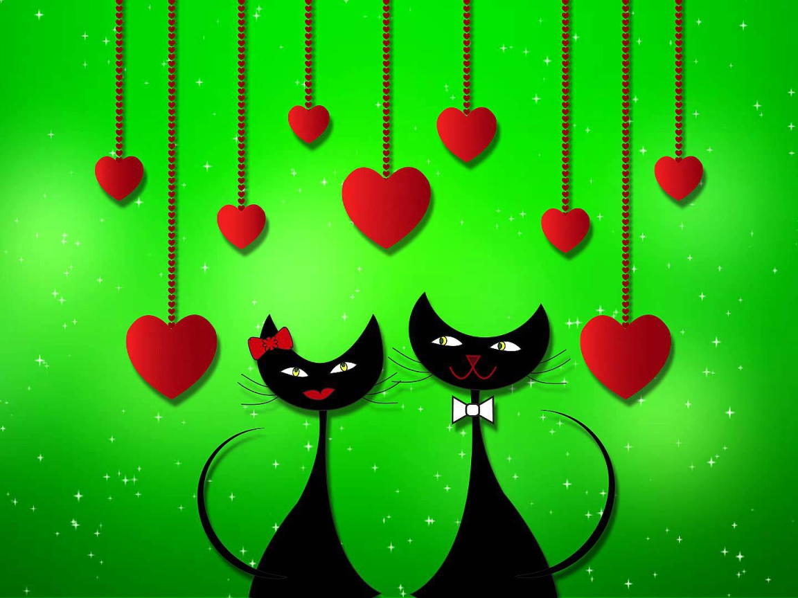 Влюбленные черные коты 