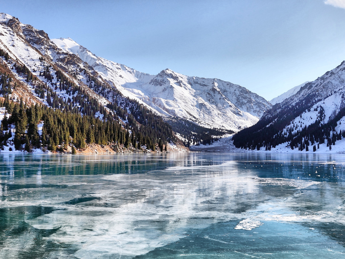 Icy mountain lake
