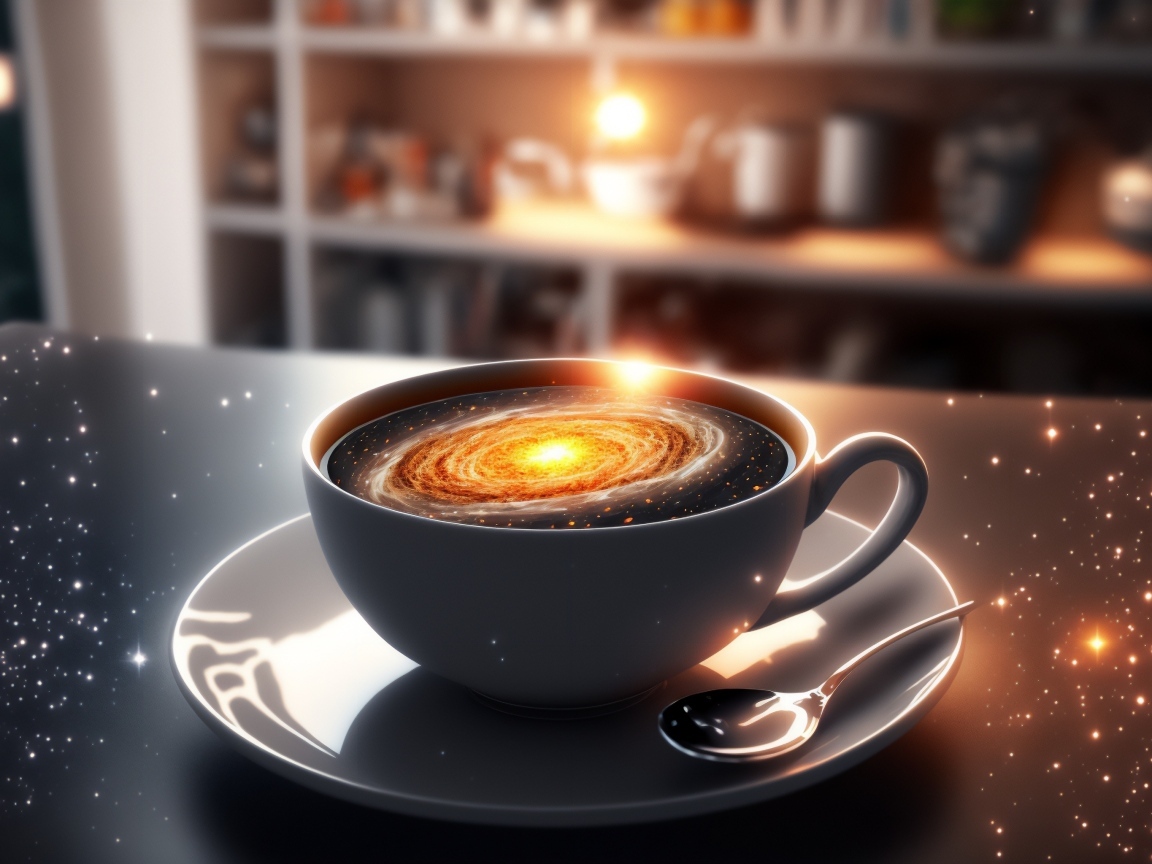 Фантастическая чашка кофе с космосом