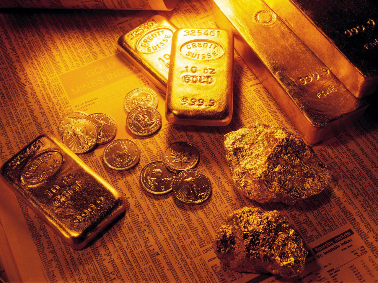 Gold bars and stones