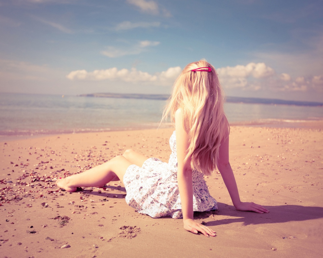 A young girl on the beach