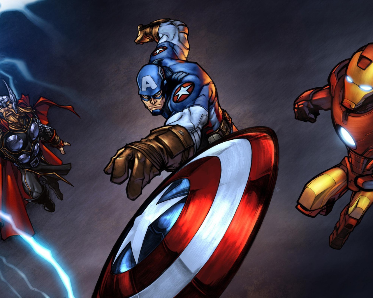 Капитан Америка, Тор и Железный человек
