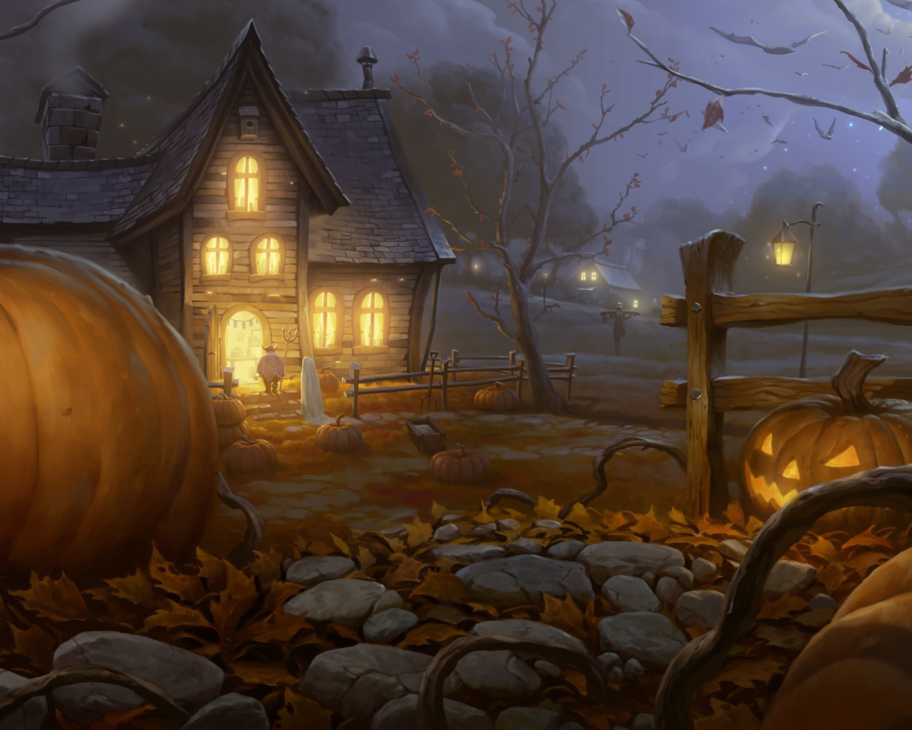 Хэллоуин страшный сад и дом