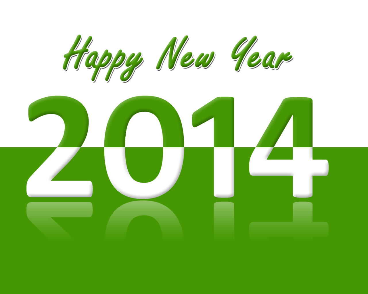 Happy New Year 2014, green and white color