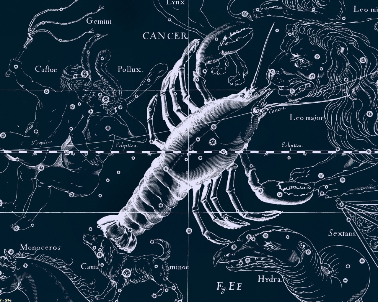 Карта звездного неба, рак
