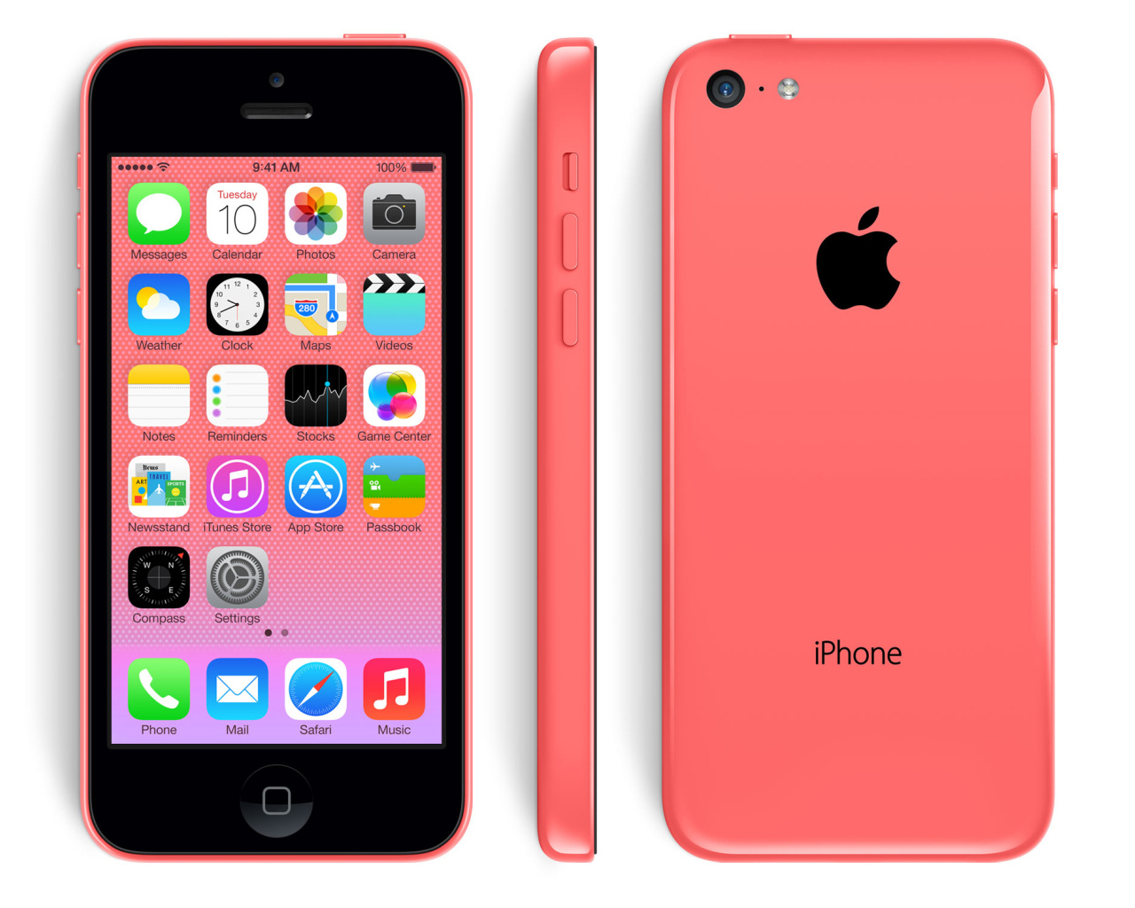 New beautiful Iphone 5C on a white background