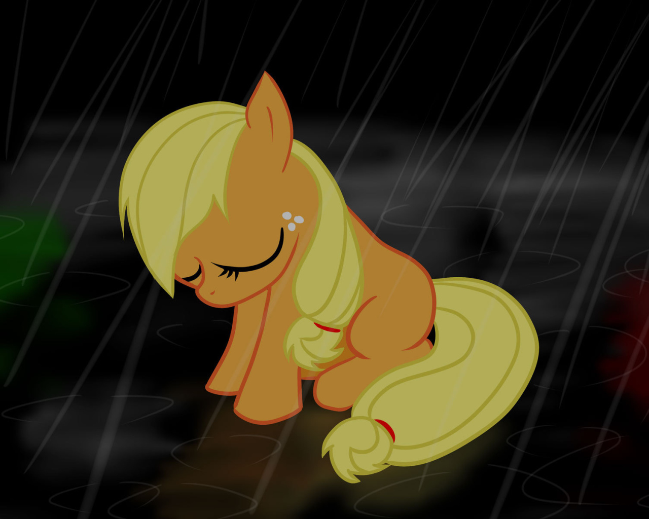 Маленький пони под дождем
