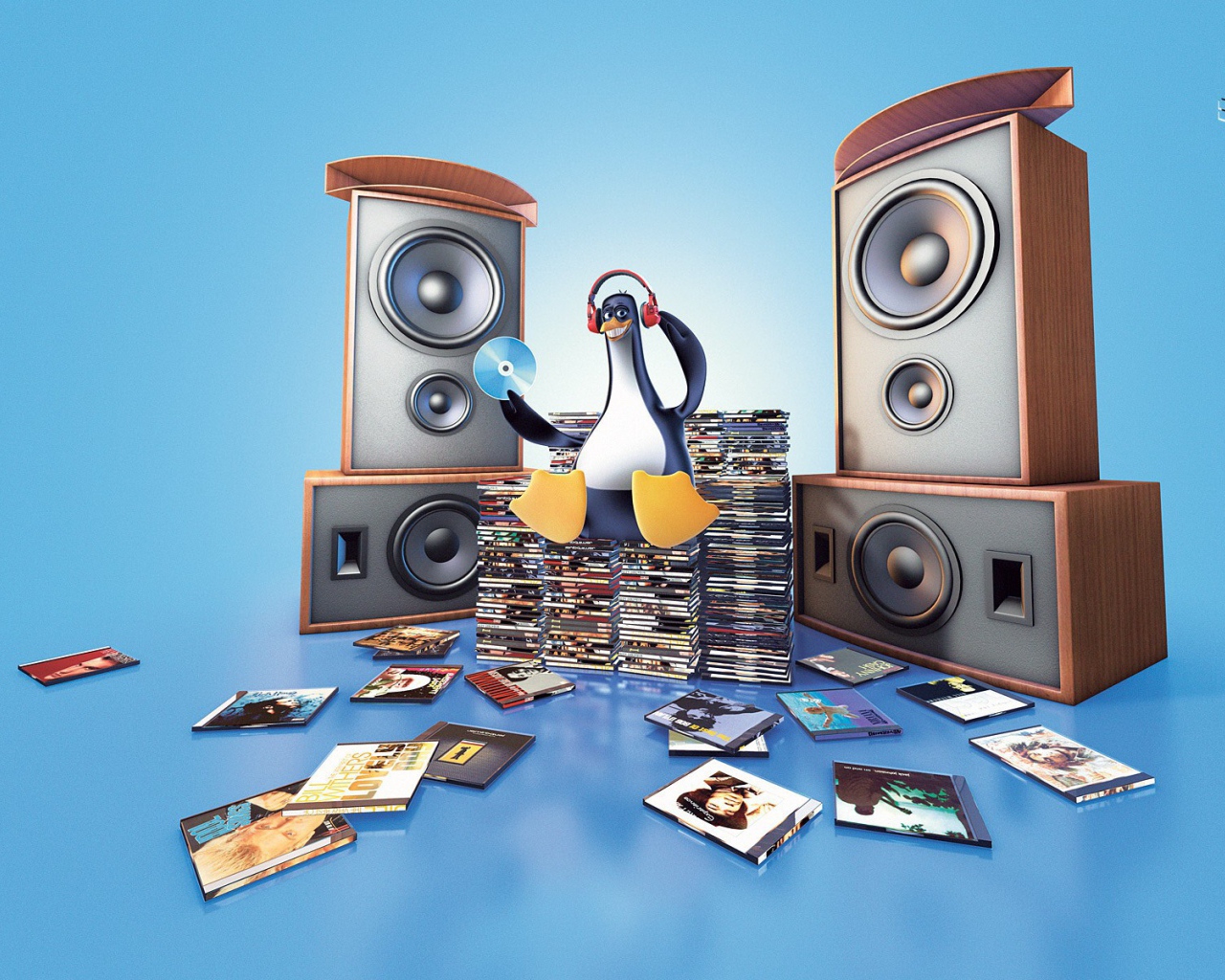 Пингвин слушает музыку