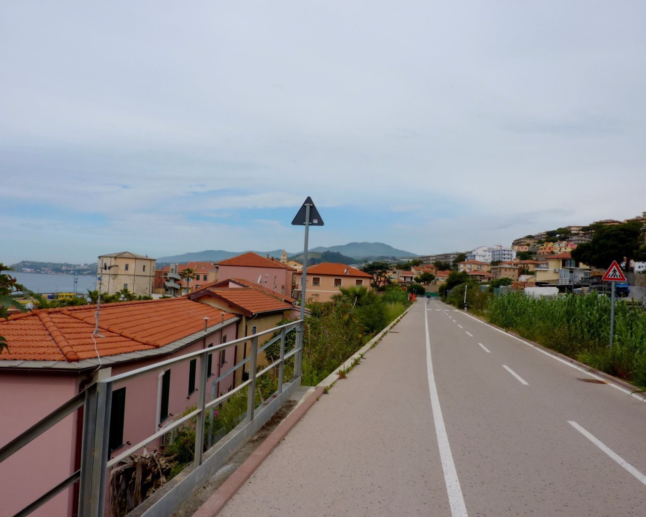 The road along the coast in Santo Stefano al Mare, Italy