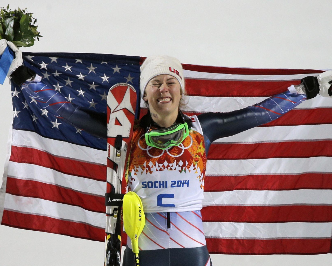 Американская лыжница Микаэла Шиффрин на олимпиаде в Сочи