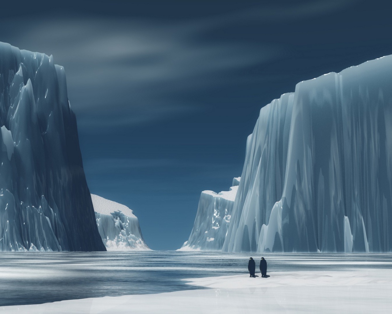 Два пингвина в ледяной пустыне