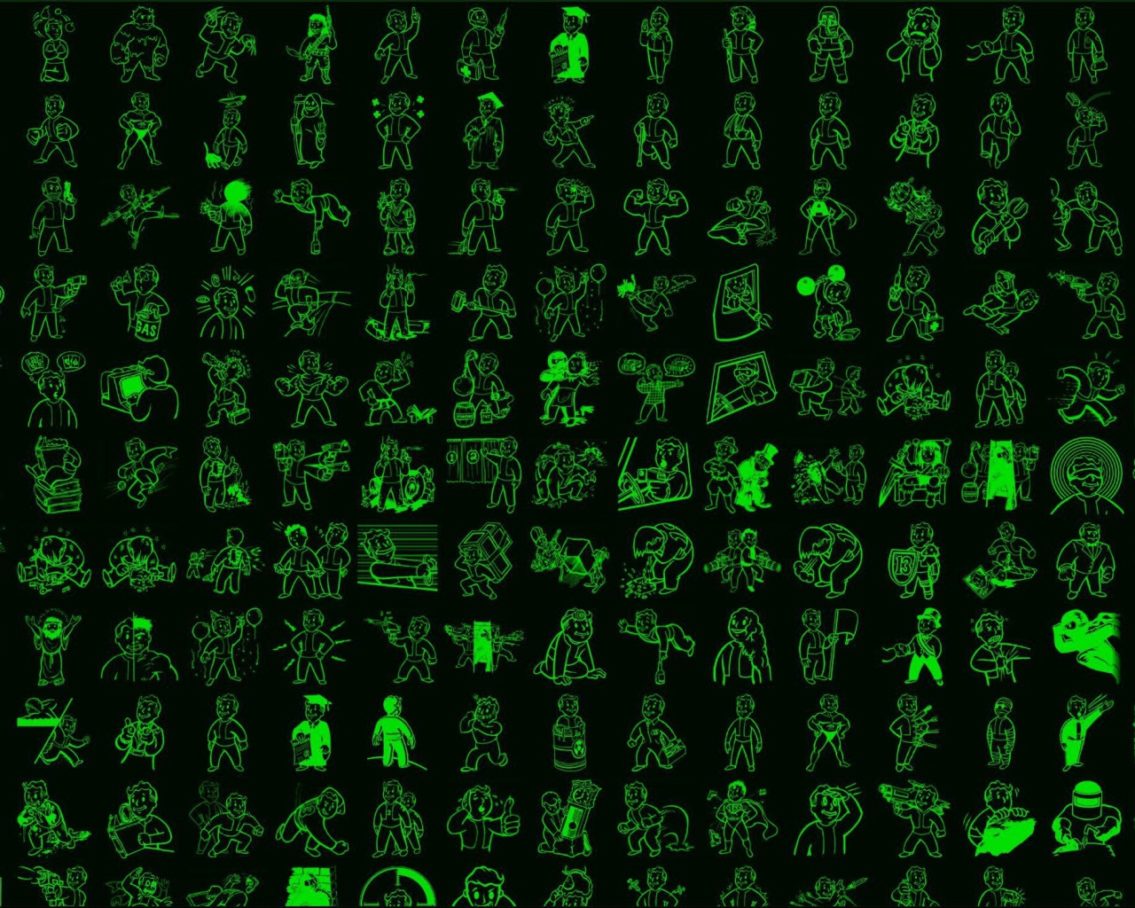 Фигурки персонажей Fallout, черный фон