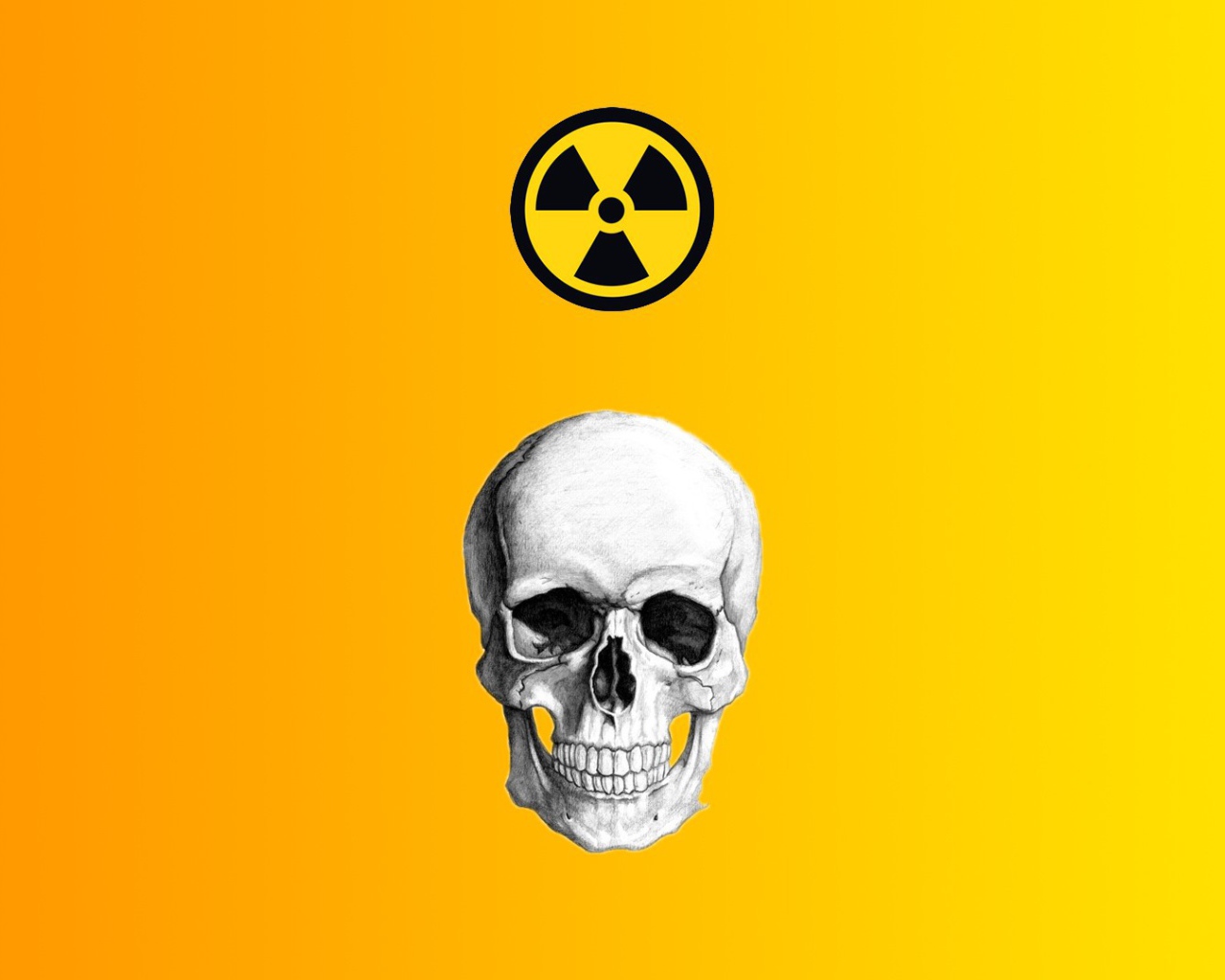 Skull and radioactive danger sign
