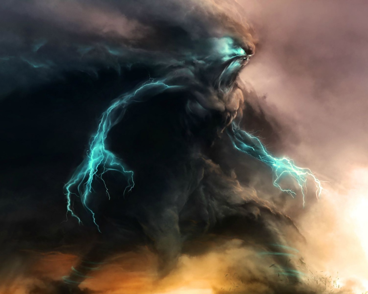 Monster from the smoke and lightning