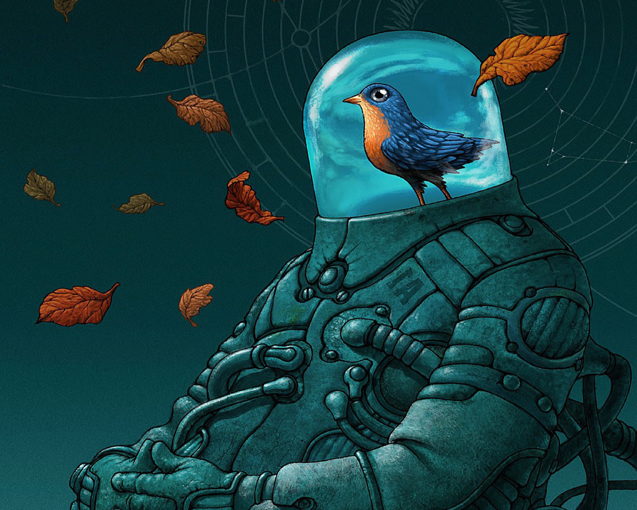 Bird in space suit
