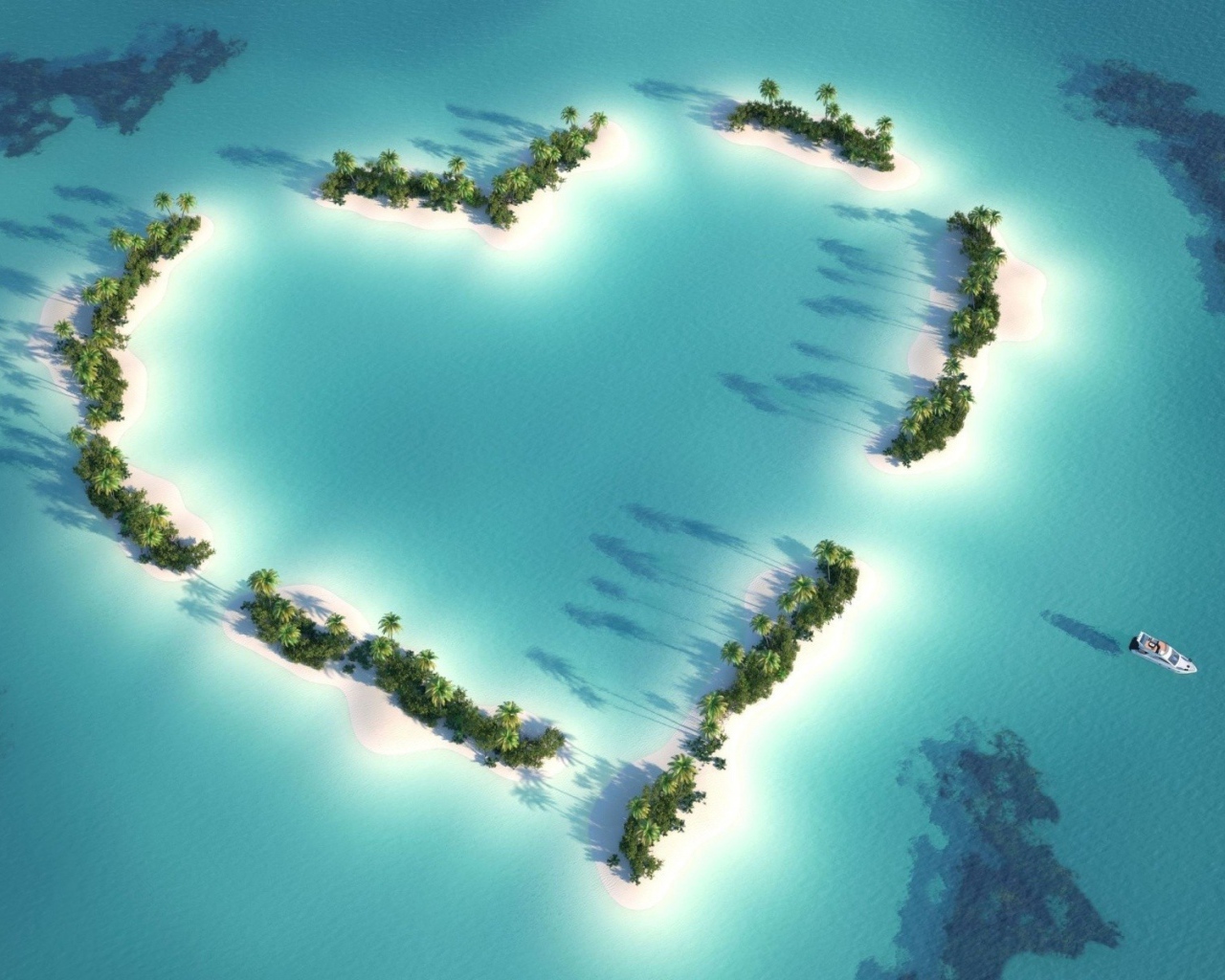 Острова в океане в форме сердца