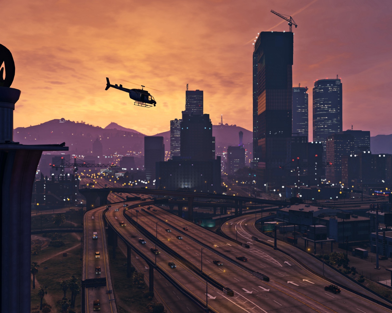 Панорама мегаполиса в игре Grand Theft Auto V
