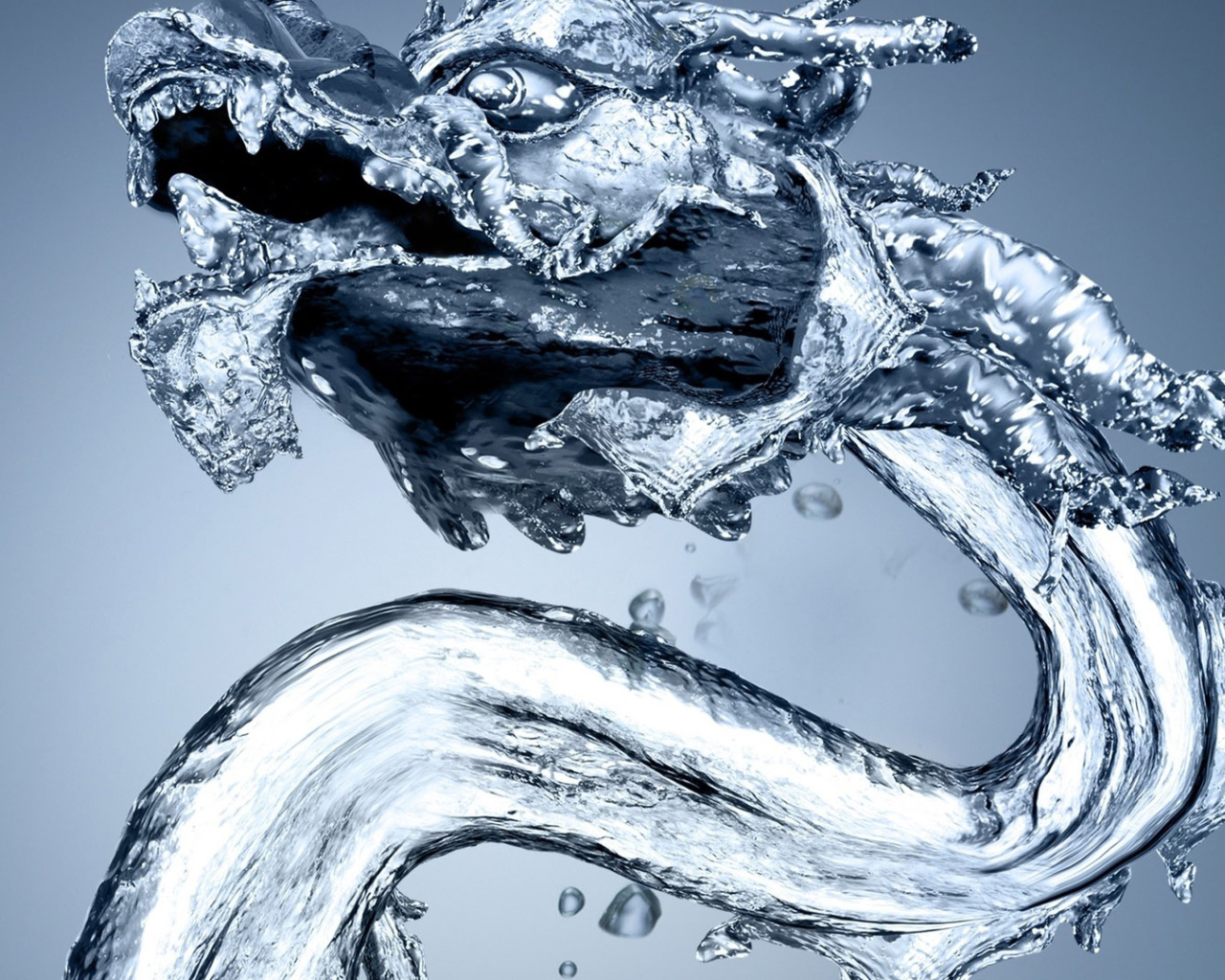 Дракон из воды 3D графика