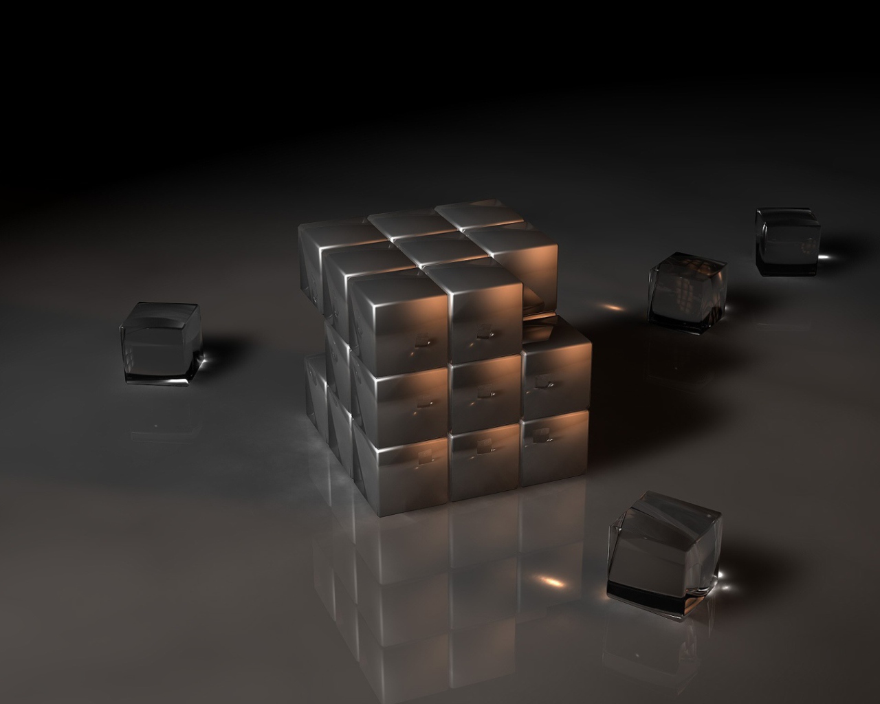 Стеклянный кубик Рубика 3D графика 