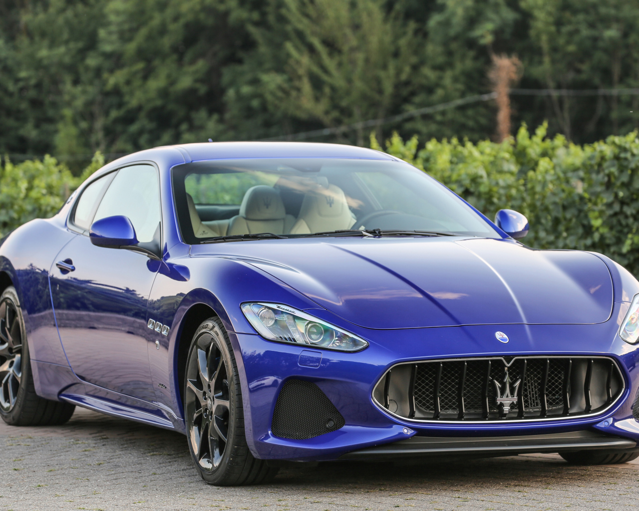 Стильный автомобиль Maserati GranTurismo цвет синий металлик