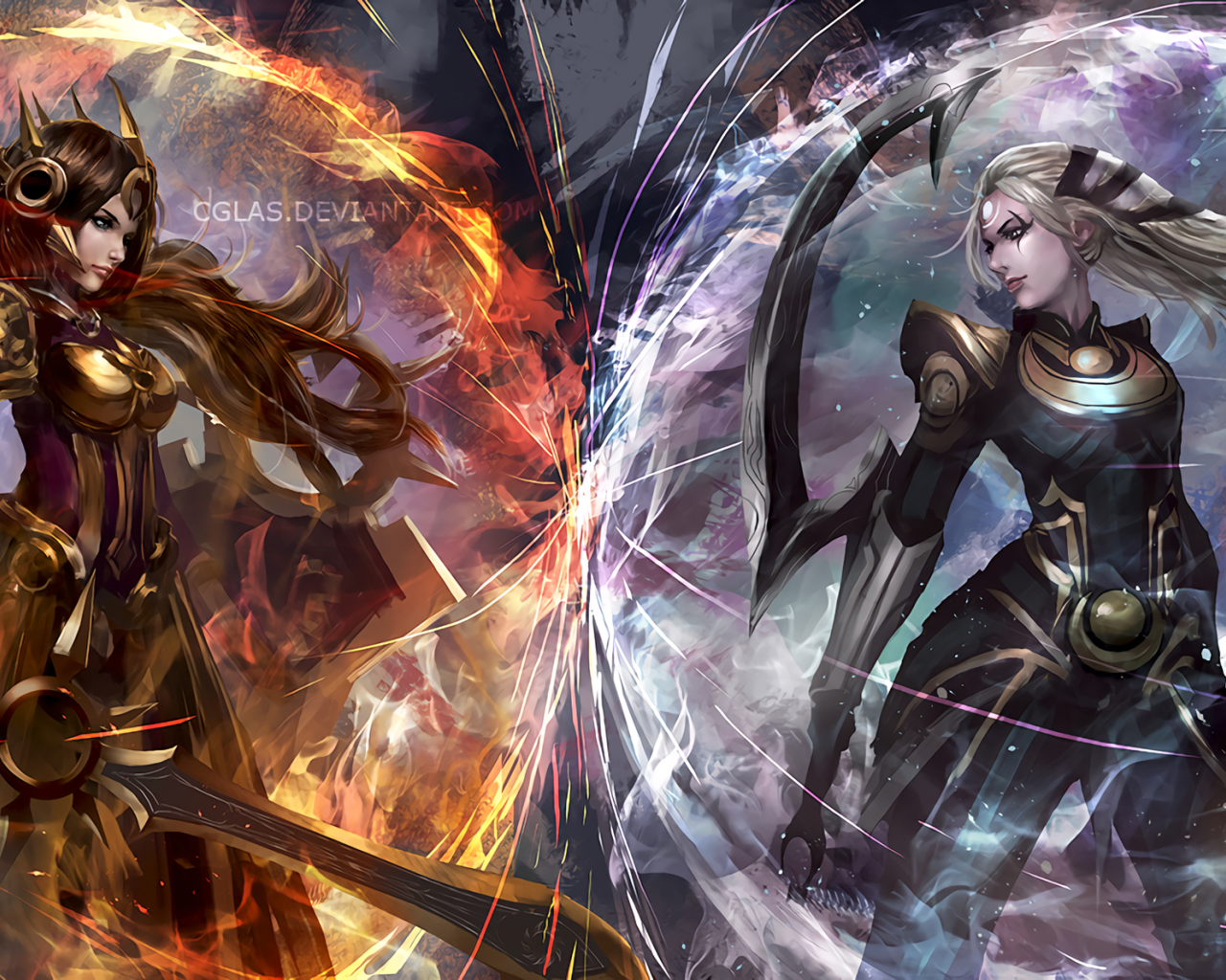 Warriors Diana and Leona characters of the game League of Legends