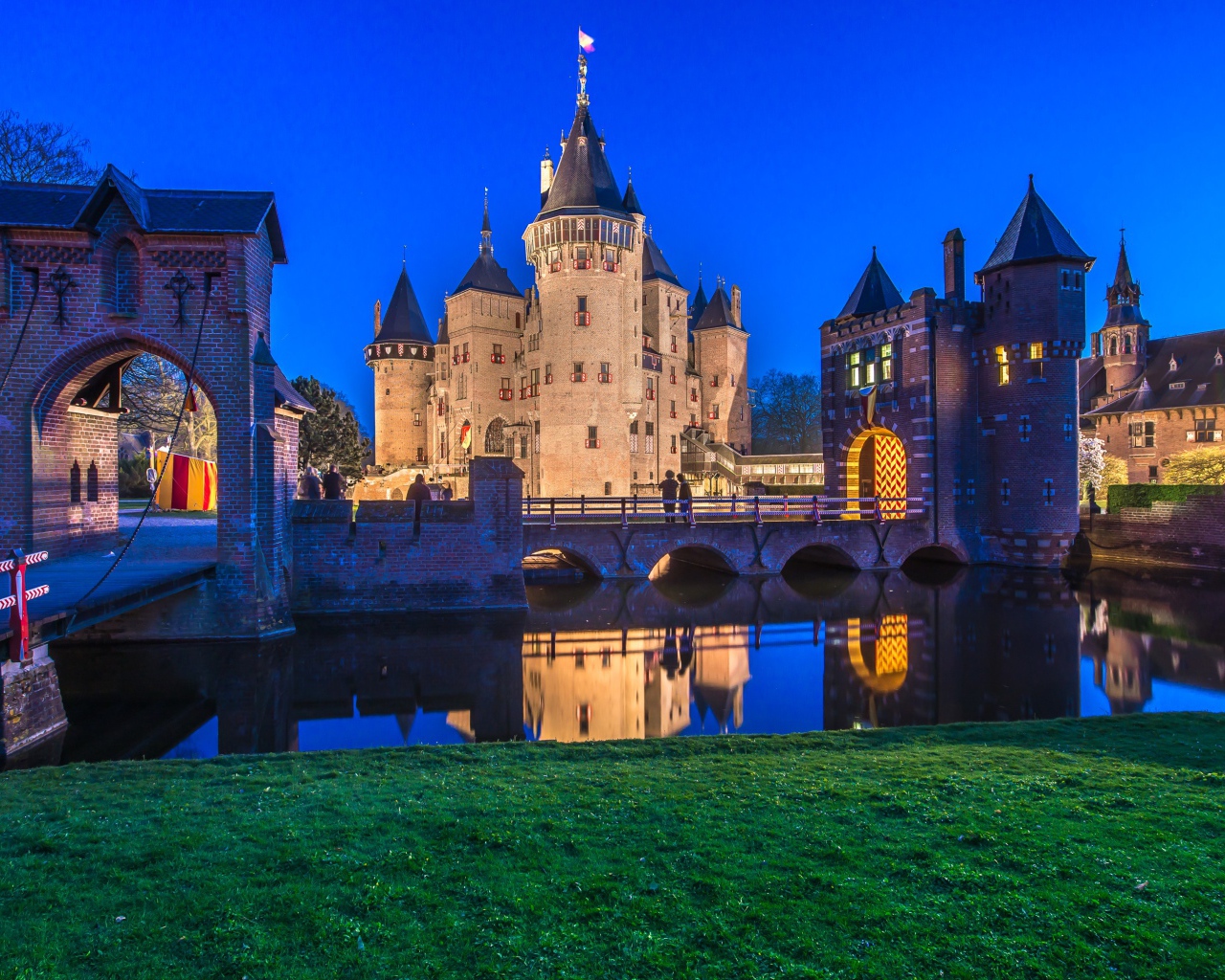 Ancient castle De Haar in the evening, Netherlands