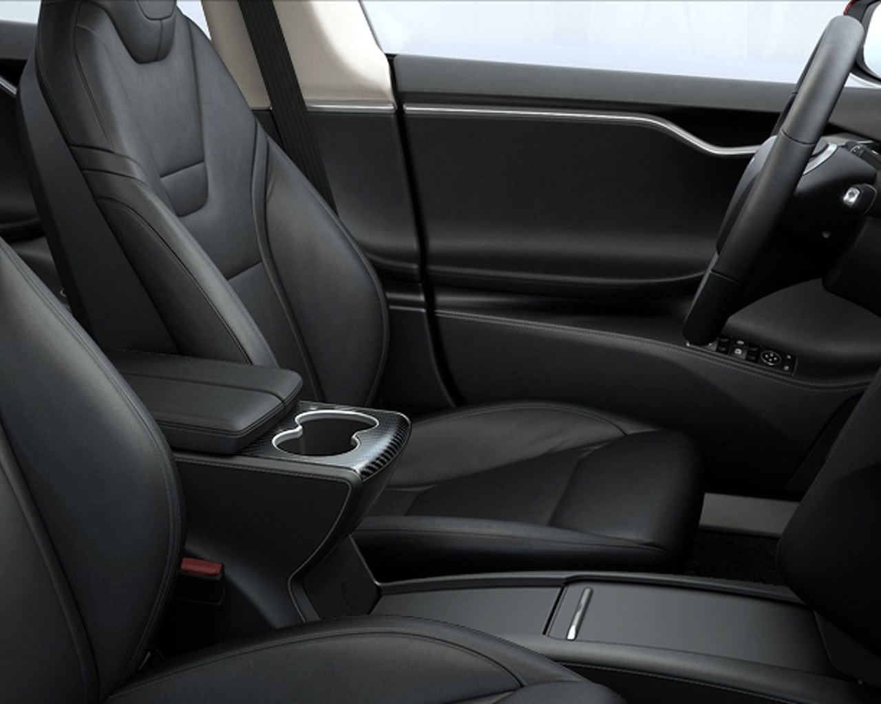Black leather interior electric Tesla Model S