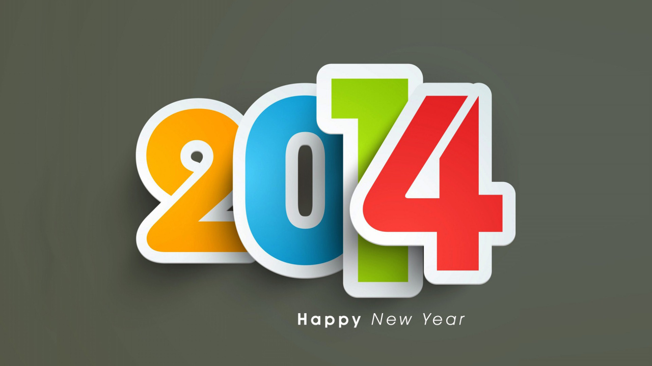 Happy New Year 2014, gray background