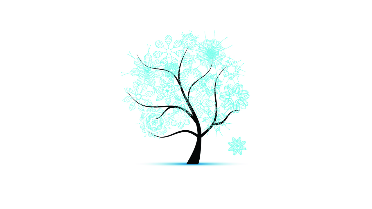 Дерево в снежинках