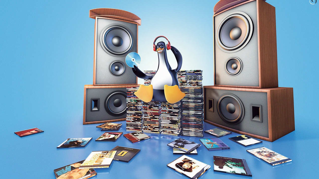 Пингвин слушает музыку