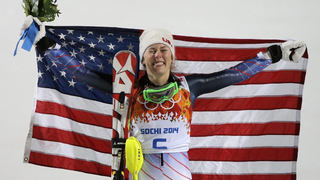 Американская лыжница Микаэла Шиффрин на олимпиаде в Сочи