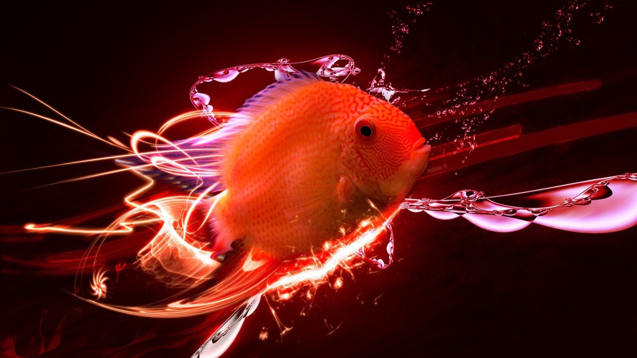 Рыбка в красном мире